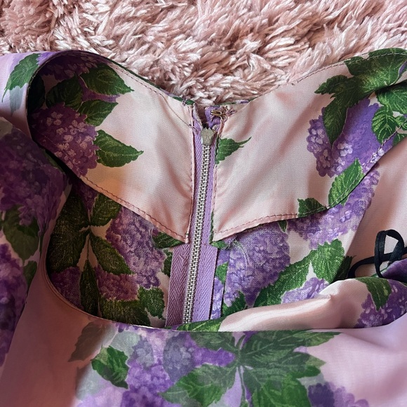 Vintage 1950’s Purple Floral Party Dress Size Medium - Picture 4 of 6